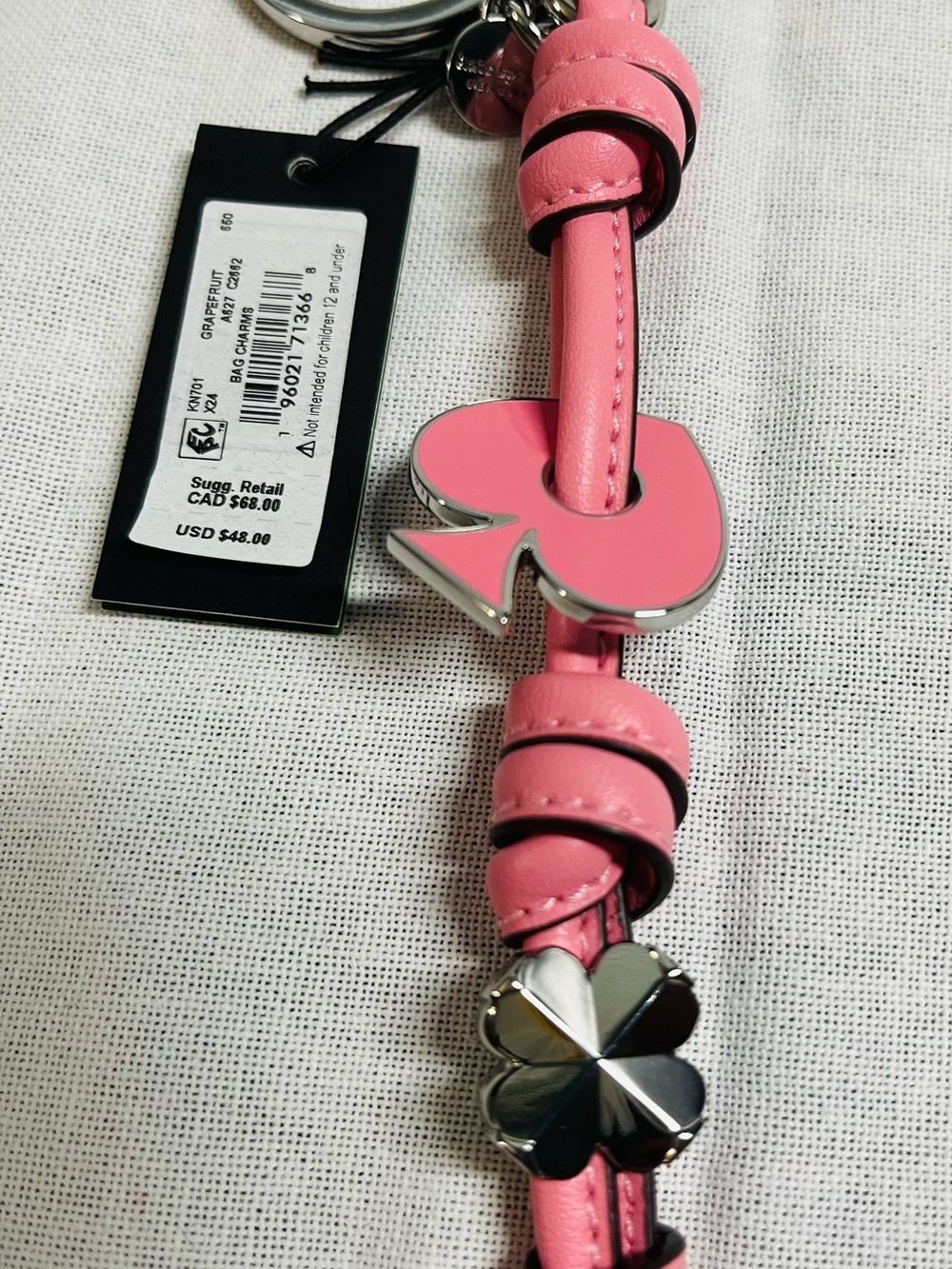 Kate Spade New York Pink Leather Keychain/Bag Charm Tassel - Picture 4 of 4